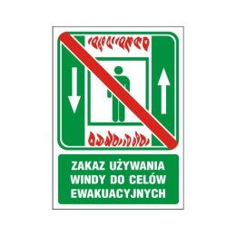 Znak 12 Zakaz używania windy do ewak. 150x200 PF