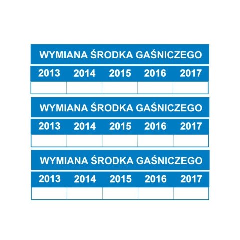 Etykieta "Data wymiany środka gaśniczego"