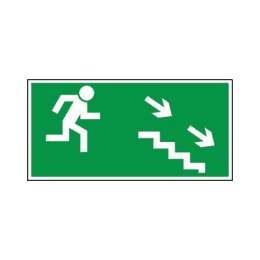 Znak 11 Kierunek ewakuacji schodami D-P 300x150 PF