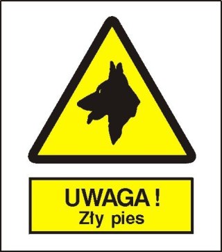 Znak Uwaga zły pies 225x275 PB