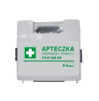 Apteczka z wyposażeniem PCV BDr DIN13164+wieszak