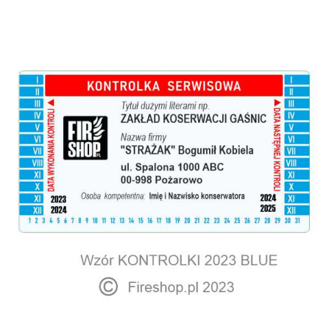 Etykieta &amp;quot;Kontrolka serwisowa 2023 BLUE 25FS