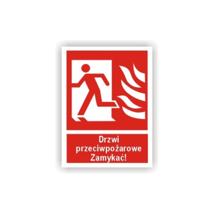 Znak 12 Drzwi ppoż Zamykać! lewe 150x200 PB