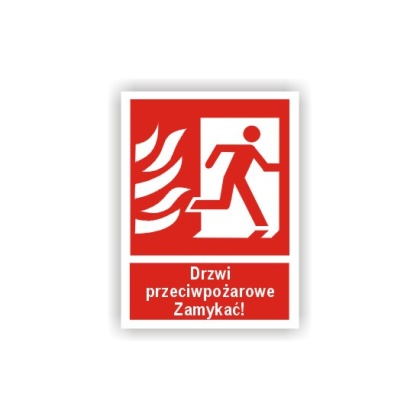 Znak 12 Drzwi ppoż Zamykać! prawe 150x200 PB