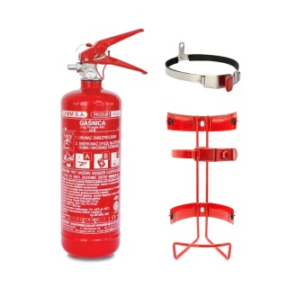 Gaśnica proszkowa GP- 2x ABC /GZWM + wieszak +2opas