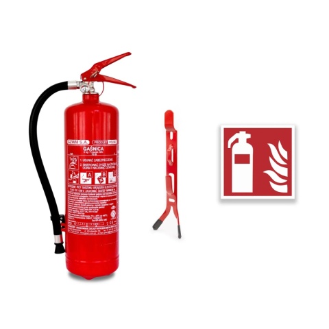 Gaśnica proszkowa GP- 4x ABC /GZWM+ wieszak + znak