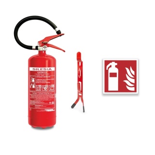 Gaśnica proszkowa GP-4x ABC /SILESIA + wieszak + znak