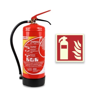 Gaśnica proszkowa GP-6x ABC GLORIA GX + znak gaśnica F01