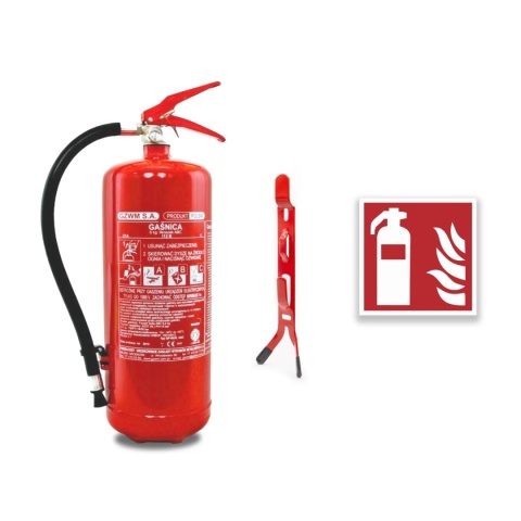 Gaśnica proszkowa GP- 6x ABC /GZWM+ wieszak F+ znak