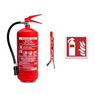 Gaśnica proszkowa GP-6x ABC /SILESIA + wieszak + znak