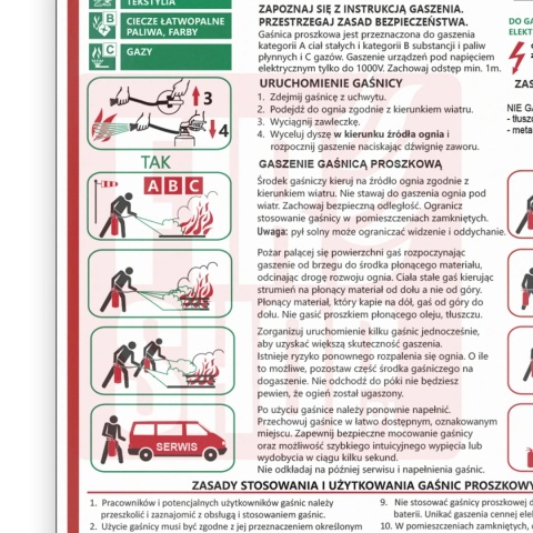Instrukcja PPOZ gaszenia pożarów gaśnica proszkową