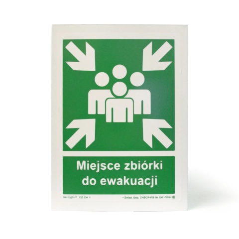 Znak 11 Miejsce zbiórki przestrzenny 360x510 METAL