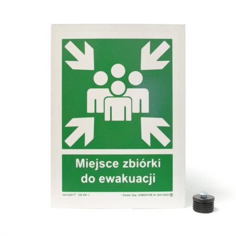 Znak 11 Miejsce zbiórki przestrzenny 360x510 METAL