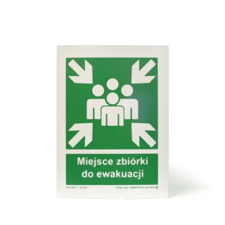 Znak miejsce zbiórki przestrzenny 220x300 METALOWY