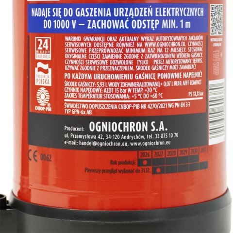 Gaśnica pianowa GPN-6x AB Domowa