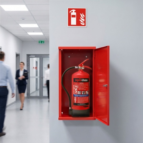 Gaśnica GPN-6x ABF z szafką SG600SL BO do budynków użyteczności publicznej
