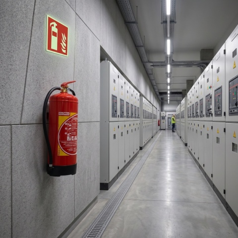 Proszkowa gaśnica GP-12x ABC do zakładów energetycznych i chemicznych, lotniska, stacji benzynowych.