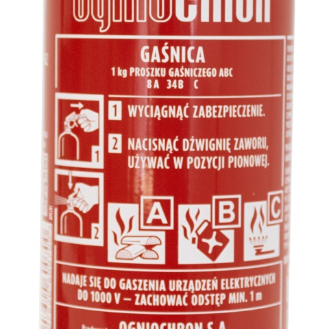 Gaśnica smochodowa z manometrem ABC Ogniochron etykieta instrukcja obsługi