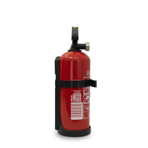 Gaśnica smochodowa 1kg ABC z manometrem Ogniochron z wiszakiem widok z tyłu