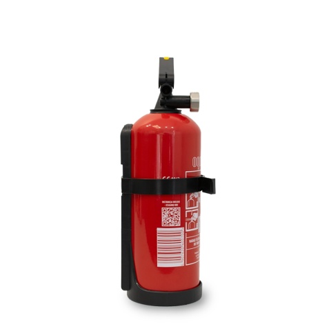 Gaśnica smochodowa 1kg ABC z manometrem Ogniochron z wiszakiem widok z tyłu