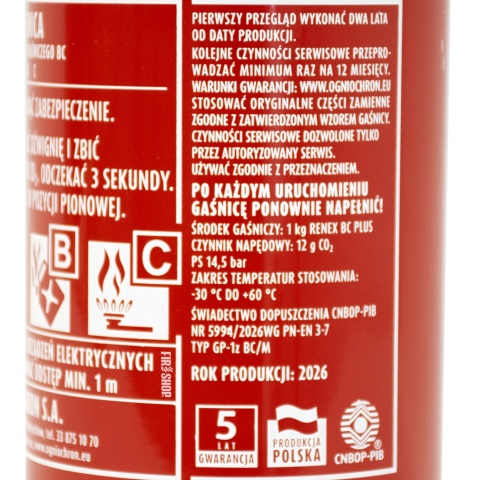 Gaśnica do auta świadectwo CNBOP-PIB