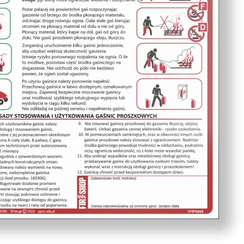 Instrukcja PPOZ gaszenia pożarów gaśnica proszkową