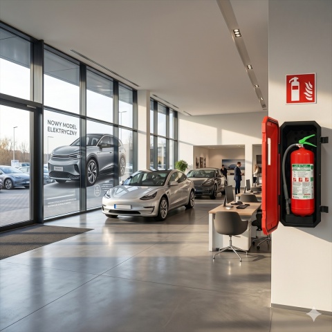 Urządzenie gaśnicze Lilon ABF+ do zabezpieczenia salonów samochodów ektrycznych
