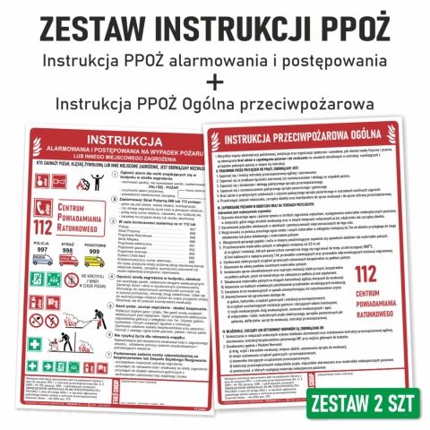 Zestaw instrukcji - Alarmowania i postępowania + Ogólna przeciwpożarowa