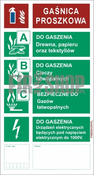 Znak 12S Gaśnica proszkowa EXTRA 100x187 mm Płyta