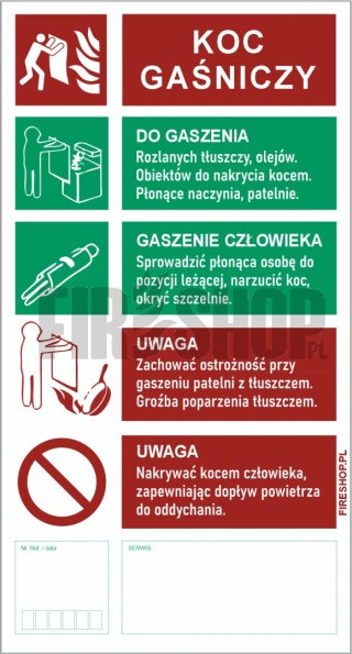 Znak 12S Koc gaśniczy EXTRA 67x160 Płyta