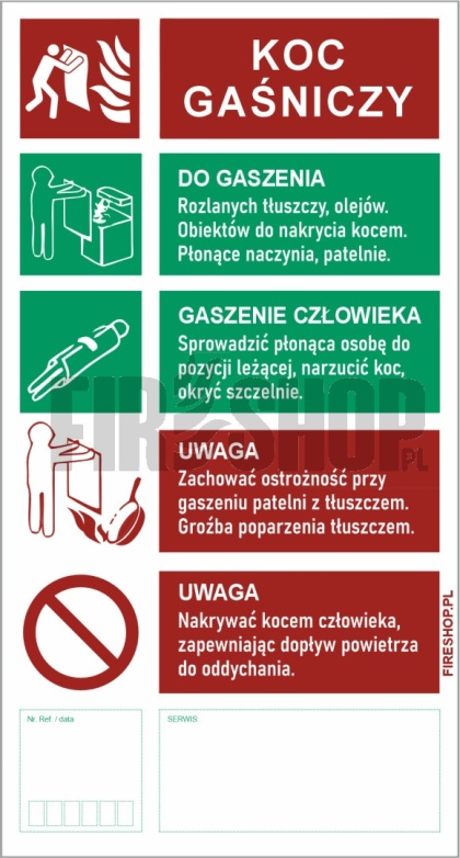 Znak 12S Koc gaśniczy EXTRA 67x160 Płyta
