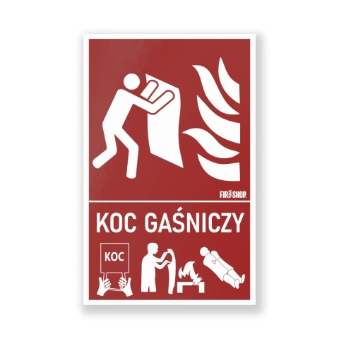Znak PPOZ koca gaśniczego do szafki 10x15