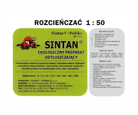 Płyn SINTAN do odtłuszczania 1l koncentrat