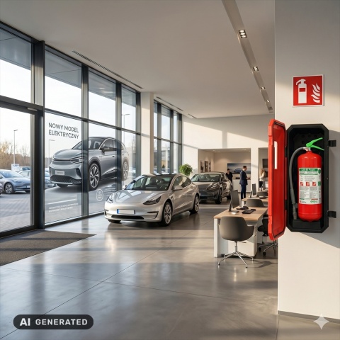 Urządzenie gaśnicze Lilon ABF+ do zabezpieczenia salonów samochodów ektrycznych