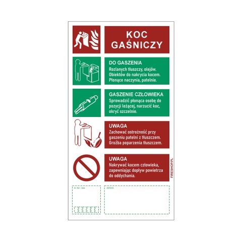 Znak opisowy Koca gaśniczego na folii samoprzylepnej