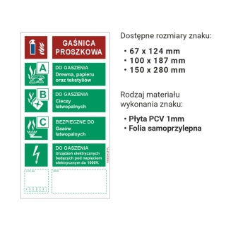 Znak opisowy gaśnicy proszkowej EXTRA 12S 100x187 mm