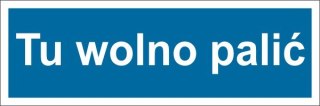 Znak 19 Tu wolno palić 300x100 PB