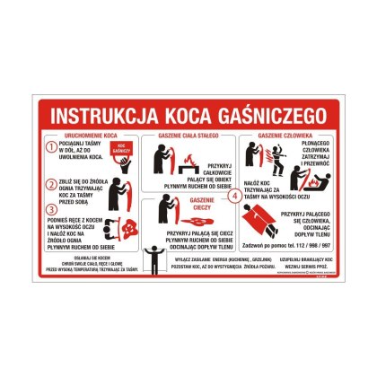 Instrukcja koca gaśniczego 150x250 folia FB