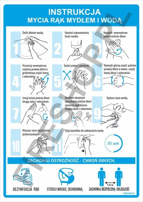 Instrukcja mycia rąk mydłem A5 Lam