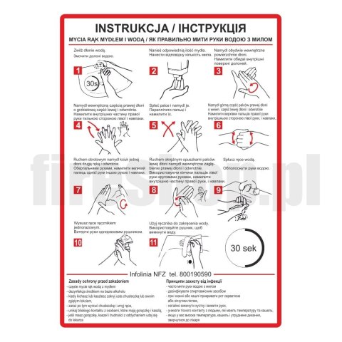 Instrukcja mycia rąk mydłem i wodą FS UKRAINA